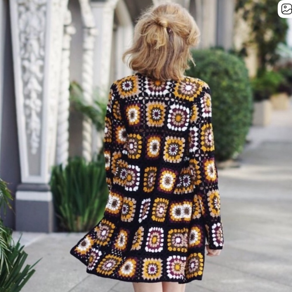 Forever 21 Crochet 70's Granny's
Square Cardigan,fall colors SzM